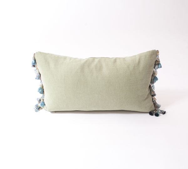 Green Pillows w/ Tassels & Beading