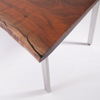 Walnut Small Dining Table with Stainless Steel Base